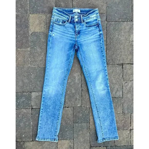 BKE Payton universal fit mid rise distressed straight jeans size 26x33 - Picture 3 of 8